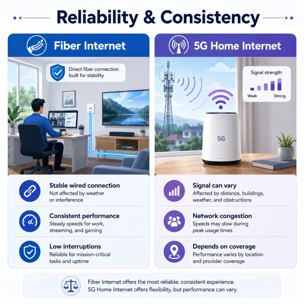 Fiber vs 5G Home Internet - Reliability and Consistency
