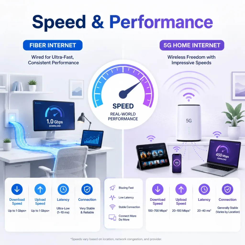 Fiber vs 5G Home Internet - Speed and Performance